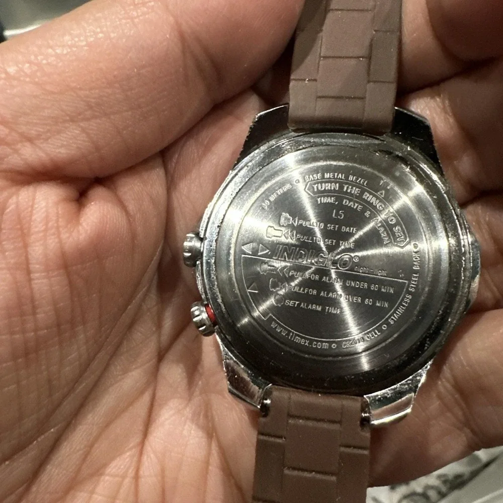 Works Rare Timex Indiglo Quartz Men's Watch Indiglo & Alarm Not working 44mm 7.5